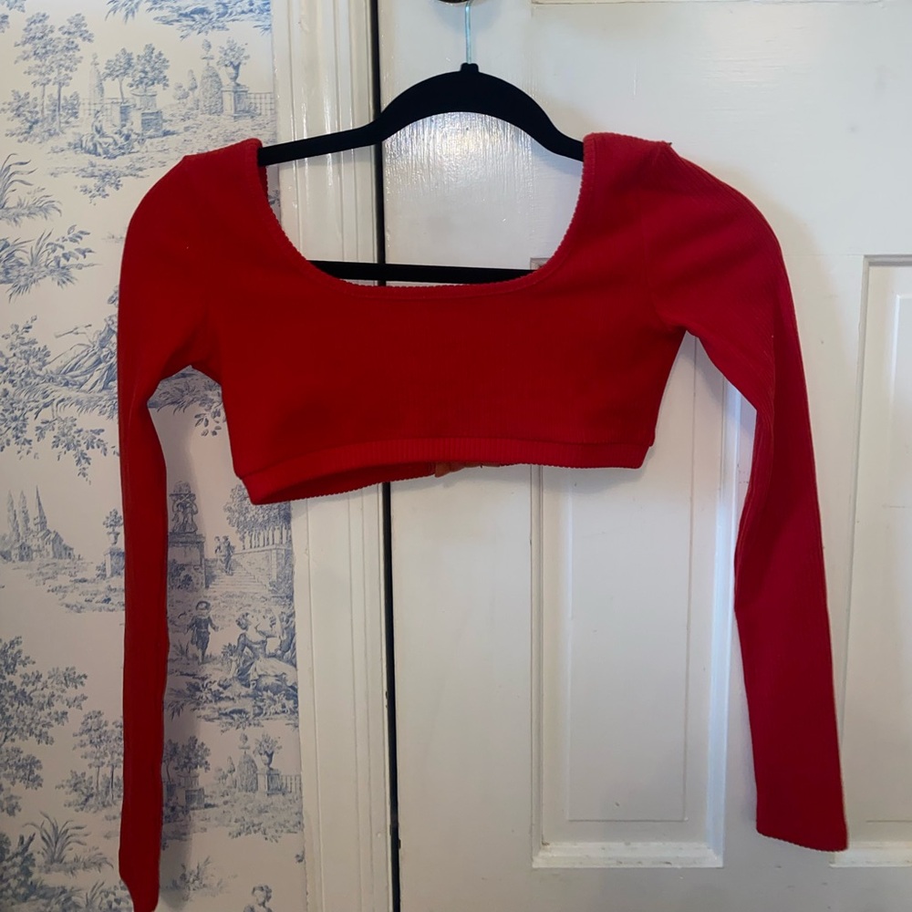 XS red Edikted Sydney ribbed open back crop top